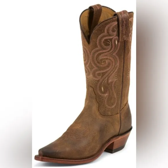 Tony Lama Western Boot Golden Tan Navajo Leather with Narrow Square Toe