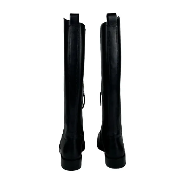 TORY BURCH 141232 MILANO LEATHER EMBOSSED BLACK EQUESTRIAN STYLE RIDING BOOTS