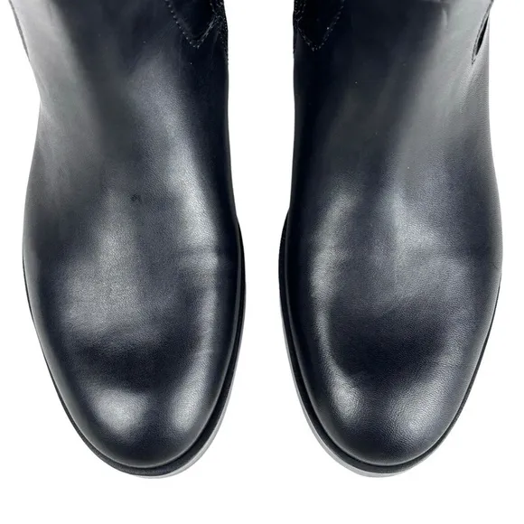 TORY BURCH 141232 MILANO LEATHER EMBOSSED BLACK EQUESTRIAN STYLE RIDING BOOTS