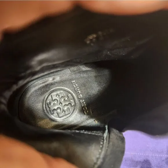 Tory Burch Black &quot;Luxe&quot; Suede Round Toe Stiletto Zip Ankle Boots Sz.8 Ret.$450