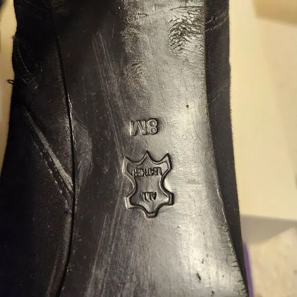Tory Burch Black &quot;Luxe&quot; Suede Round Toe Stiletto Zip Ankle Boots Sz.8 Ret.$450