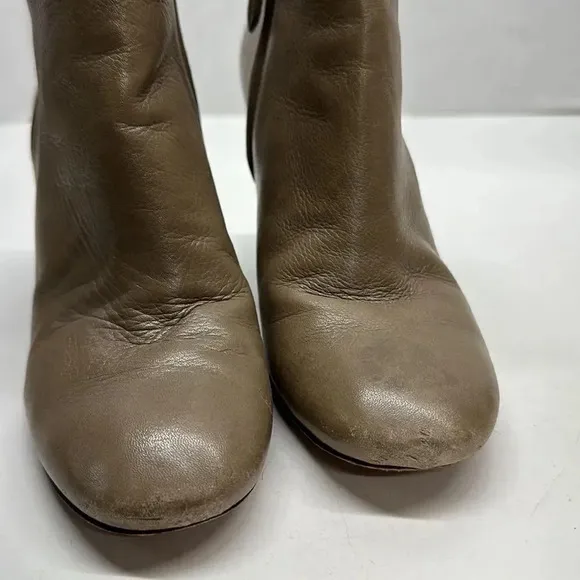 Tory Burch Bowie Heeled Leather Ankle Boots Taupe Brown Size 6.5