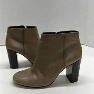 Tory Burch Bowie Heeled Leather Ankle Boots Taupe Brown Size 6.5