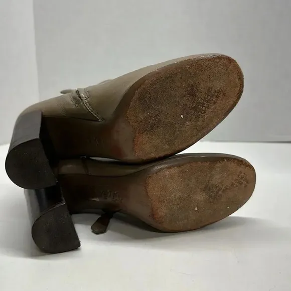 Tory Burch Bowie Heeled Leather Ankle Boots Taupe Brown Size 6.5