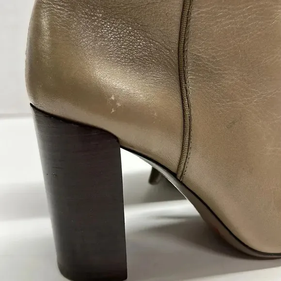 Tory Burch Bowie Heeled Leather Ankle Boots Taupe Brown Size 6.5