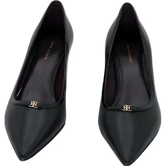 Tory Burch Double T Buckle Pumps Black Heels Size 7 M