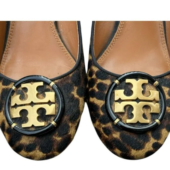 Tory Burch Leopard Print Calf Hide Hair On Women’s Wedge Punp Heels Shoes Size 8