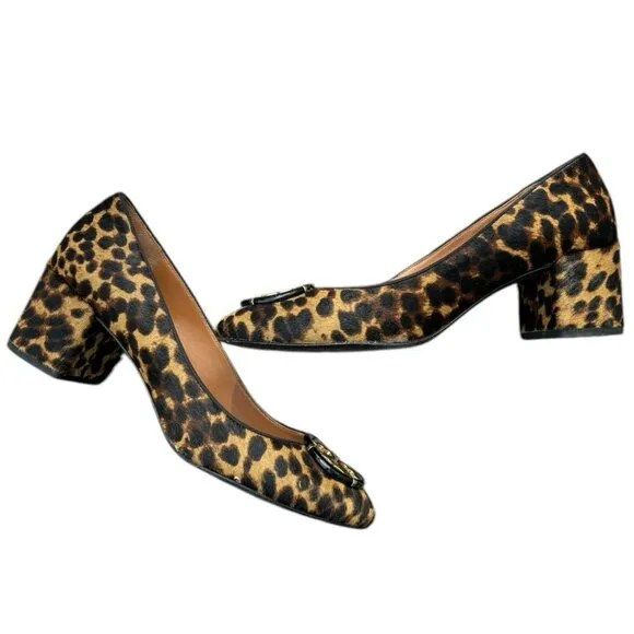 Tory Burch Leopard Print Calf Hide Hair On Women’s Wedge Punp Heels Shoes Size 8