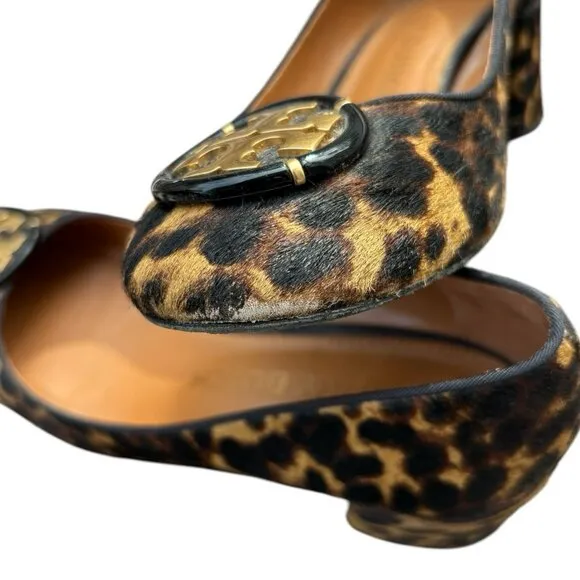 Tory Burch Leopard Print Calf Hide Hair On Women’s Wedge Punp Heels Shoes Size 8