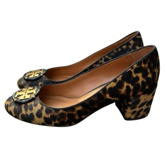 Tory Burch Leopard Print Calf Hide Hair On Women’s Wedge Punp Heels Shoes Size 8