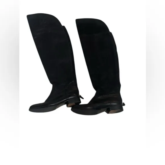 Tory Burch Simone Leather Black Boots 9 Equestrian Over The Knee Riding Boots
