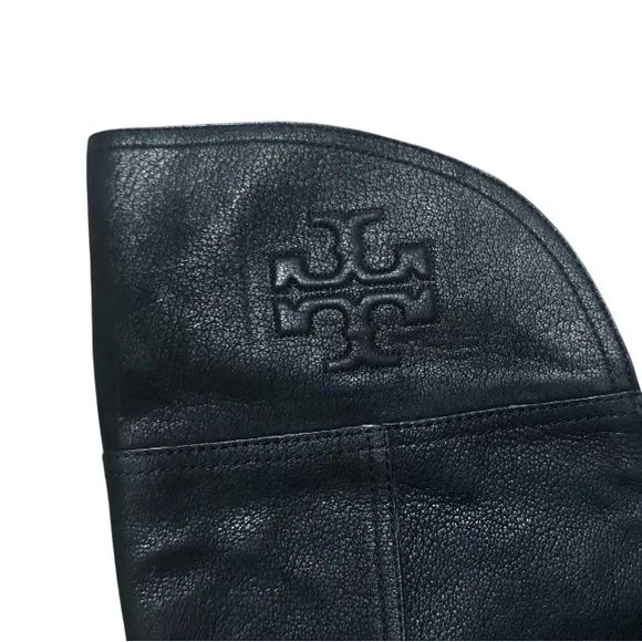 Tory Burch Simone Leather Black Boots 9 Equestrian Over The Knee Riding Boots