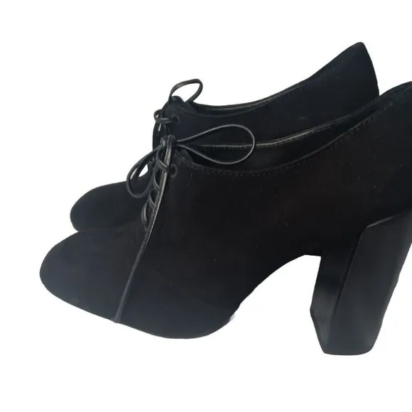 Tory Burch Stella solid Oxford Soft Suede Shoes 9.5 M Black Retail $375
