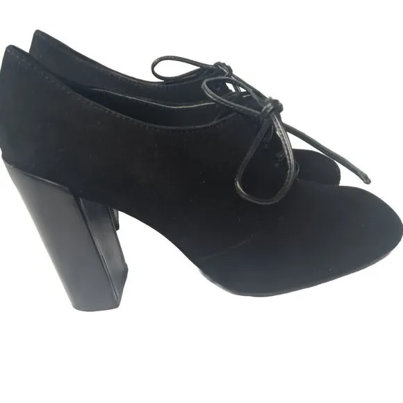 Tory Burch Stella solid Oxford Soft Suede Shoes 9.5 M Black Retail $375