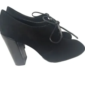 Tory Burch Stella solid Oxford Soft Suede Shoes 9.5 M Black Retail $375