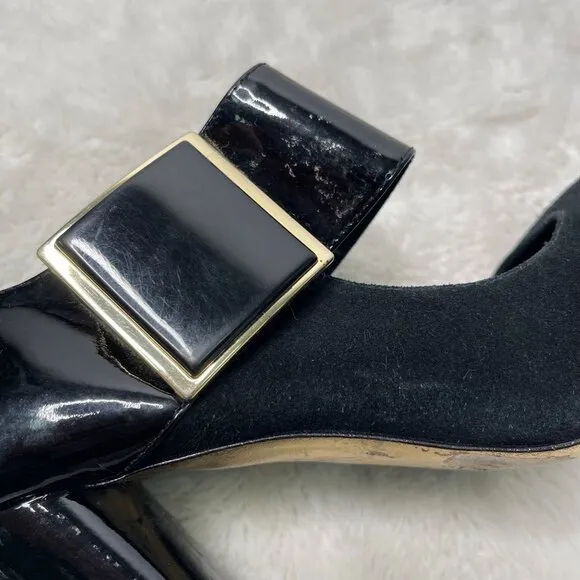 Tory Burch Women's Black Suede &amp; Leather Mary Jane Pump Heels Shoes Size 10M