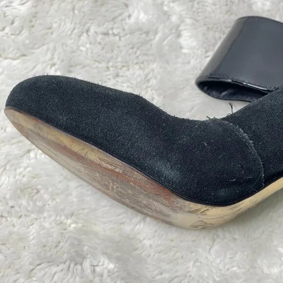 Tory Burch Women's Black Suede &amp; Leather Mary Jane Pump Heels Shoes Size 10M