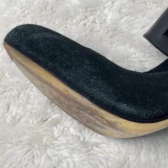 Tory Burch Women's Black Suede &amp; Leather Mary Jane Pump Heels Shoes Size 10M