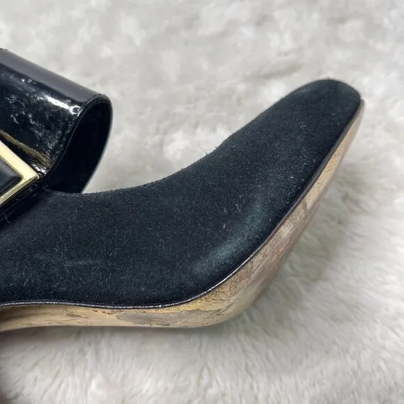 Tory Burch Women's Black Suede &amp; Leather Mary Jane Pump Heels Shoes Size 10M