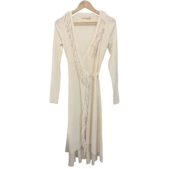 Tory Burch Knit Wrap Dress with Diagonal Fridge
