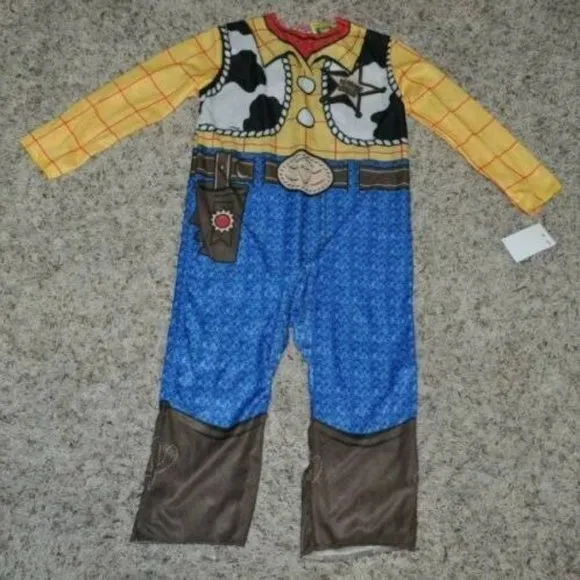 *Toy Story Woody sz 4/6 Jumpsuit, Hat &amp; Cowboy Boots Halloween Costume 3 Pc Boys