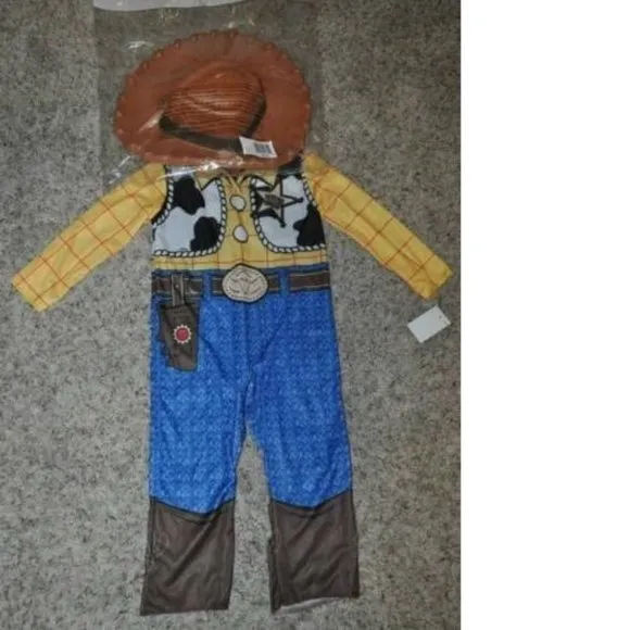 *Toy Story Woody sz 4/6 Jumpsuit, Hat &amp; Cowboy Boots Halloween Costume 3 Pc Boys
