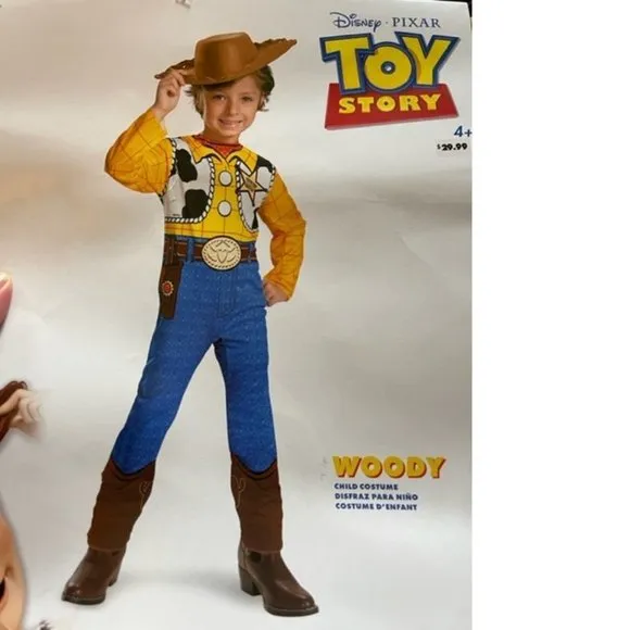 *Toy Story Woody sz 4/6 Jumpsuit, Hat &amp; Cowboy Boots Halloween Costume 3 Pc Boys