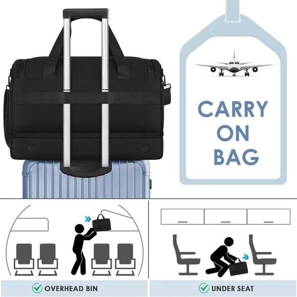 Travel Bag for Men Women, Duffle Bag &amp; Gym Bag with Shoe Compartment, Weekender