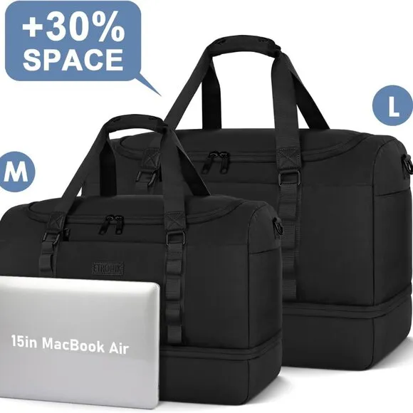 Travel Bag for Men Women, Duffle Bag &amp; Gym Bag with Shoe Compartment, Weekender