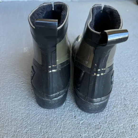 TRETORN Lina Zip Faux Fur Lined Ankle Rubber Boots Rain Olive Green Black