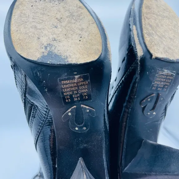 TRUE RELIGION BLACK TALL HEEL FAUX FUR BOOTS