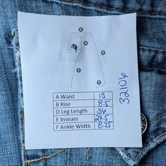 TRUE RELIGION Y2K DISTRESSED BILLY FLAP POCKET BOHO CROP BLUE JEANS 30