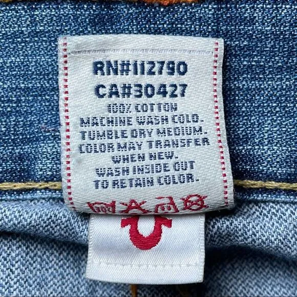 TRUE RELIGION Y2K DISTRESSED BILLY FLAP POCKET BOHO CROP BLUE JEANS 30