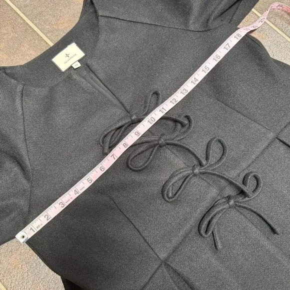 Tuckernuck Blair Bow Coat Dress Long Sleeve Mini Dress Black XS Extra Small