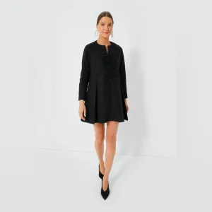 Tuckernuck Blair Bow Coat Dress Long Sleeve Mini Dress Black XS Extra Small