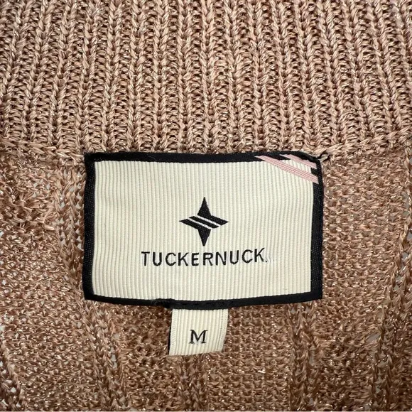 Tuckernuck Gold Metallic Cable Knit Long Sleeve Midi Dress size Medium