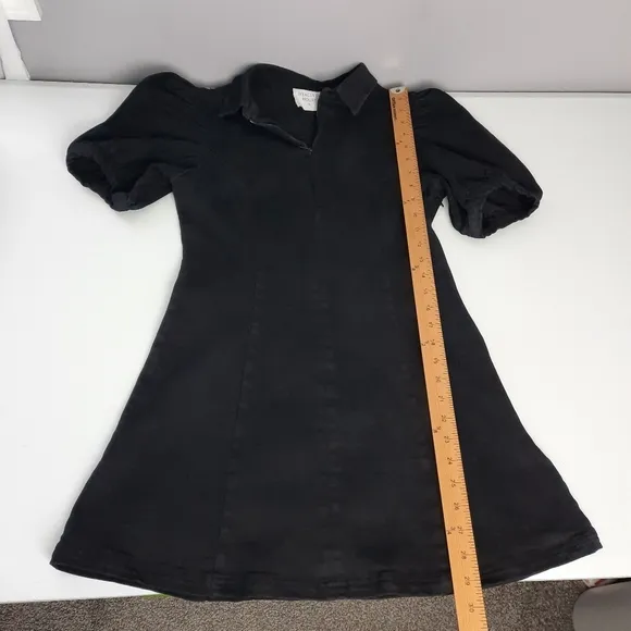 Tuckernuck Hyacinth House Black Front Zip Denim Mini Dress size Medium