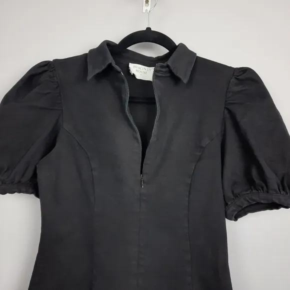 Tuckernuck Hyacinth House Black Front Zip Denim Mini Dress size Medium