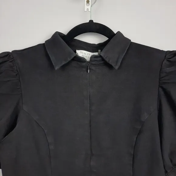 Tuckernuck Hyacinth House Black Front Zip Denim Mini Dress size Medium