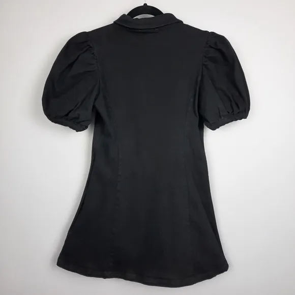 Tuckernuck Hyacinth House Black Front Zip Denim Mini Dress size Medium
