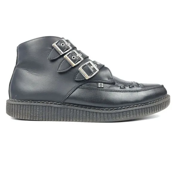 T.U.K. Footwear Black TUKskin 3 Buckle Metal Pointed Creeper Boot Men's 12 Vegan