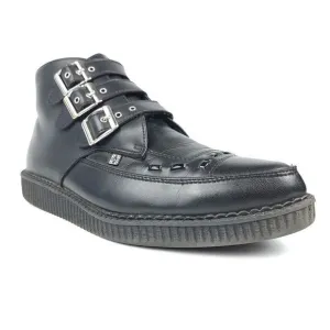 T.U.K. Footwear Black TUKskin 3 Buckle Metal Pointed Creeper Boot Men's 12 Vegan