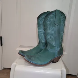 Turquoise Distressed women’s Leather Western Boots - Sundance - 8 1/2 M