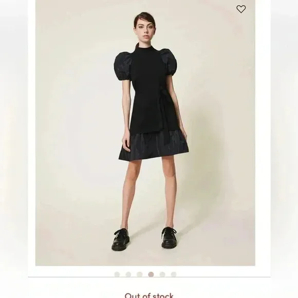 Twinset Milano Taffeta and wool blend dress Sz XS black gothic