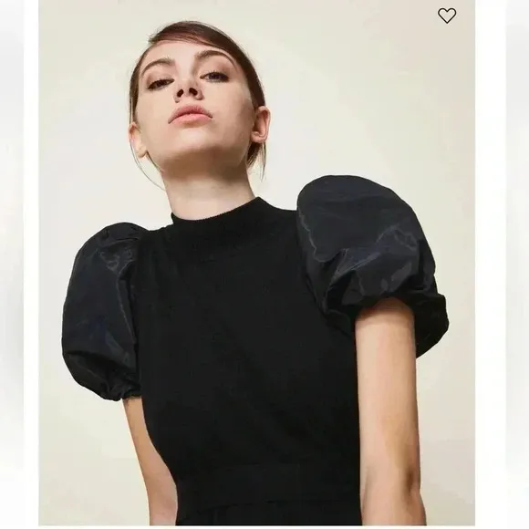 Twinset Milano Taffeta and wool blend dress Sz XS black gothic