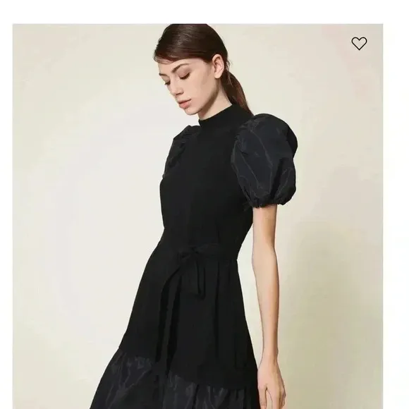 Twinset Milano Taffeta and wool blend dress Sz XS black gothic