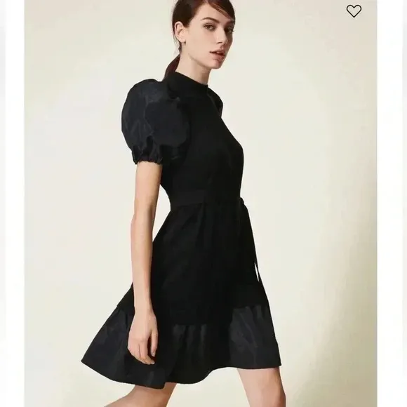 Twinset Milano Taffeta and wool blend dress Sz XS black gothic