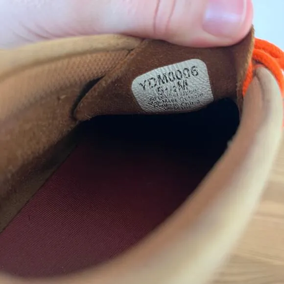 Twisted X Chukka Distress Driving Mocs Boots Youth 5.5M Bomber Brown Neon Orange