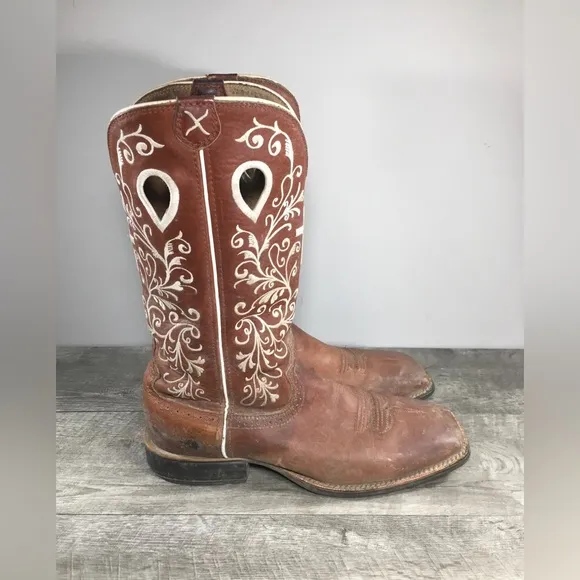 Twisted X WRS0012 Embroidered Punchy Leather Cowgirl Western Women Boots Size 10