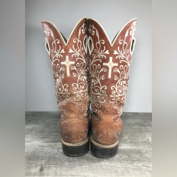 Twisted X WRS0012 Embroidered Punchy Leather Cowgirl Western Women Boots Size 10